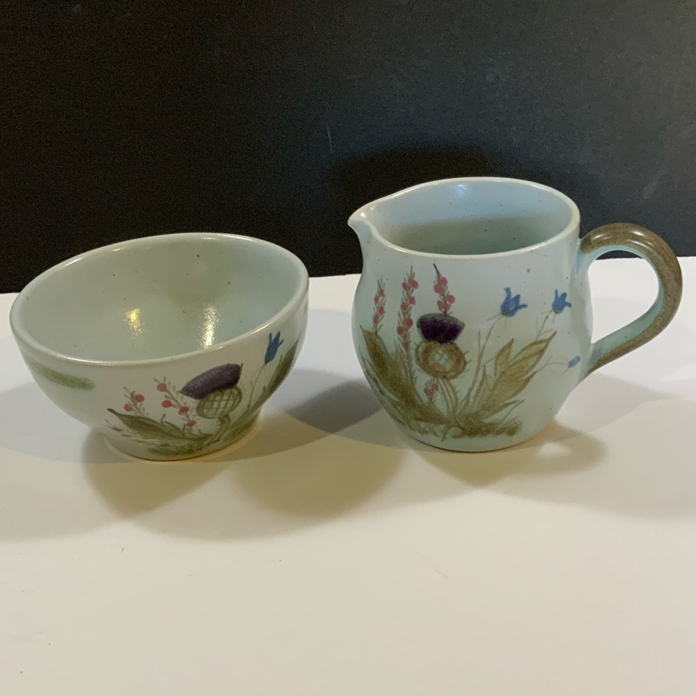 Buchan Thistle Purple Stoneware Portobello Creamer and Sugar Scotland Set 2 #44